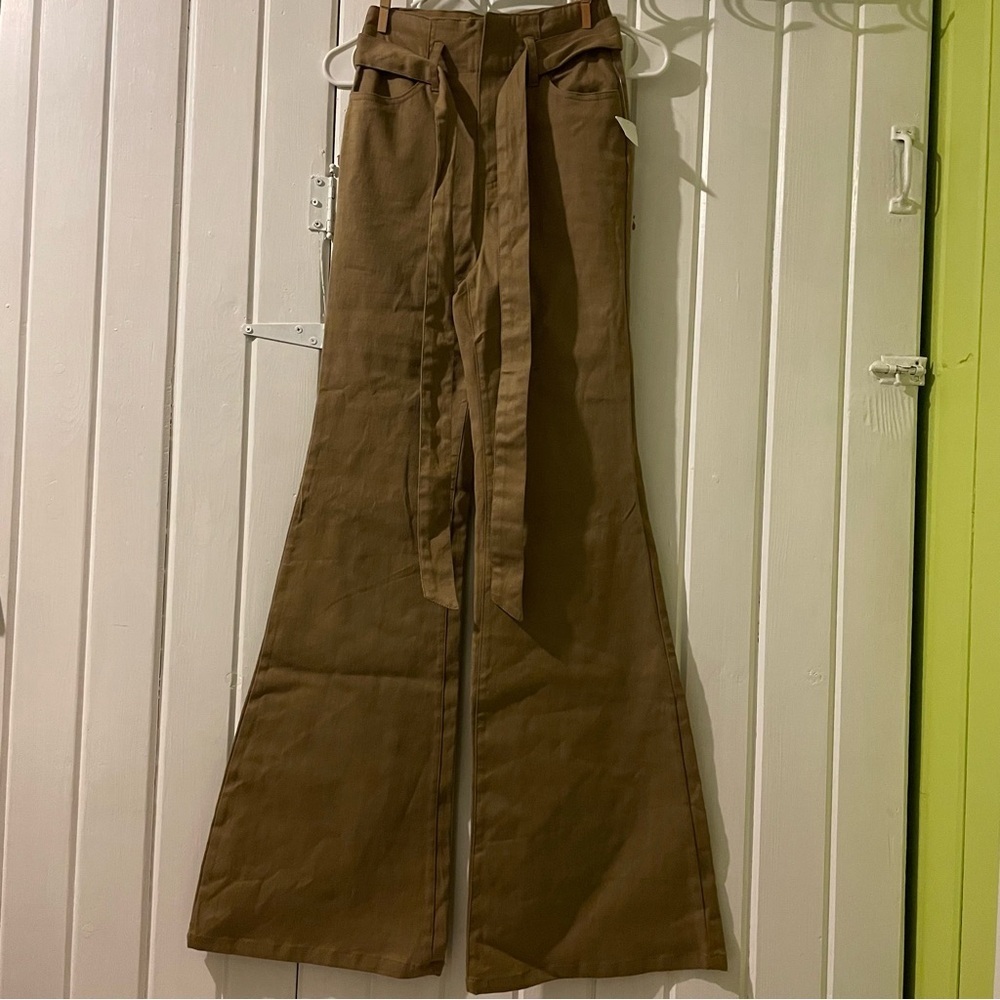 Flying Tomato khaki denim flare pants X-small NWOT